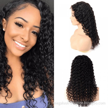 Pre Plucked Bleached Cuticle Aligned Remi Deep Wave Peruvian Virgin Hair 13X6 Lace Frontal Wig